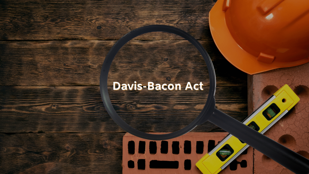 The construction team is reviewing prevailing wage compliance requirements on site.