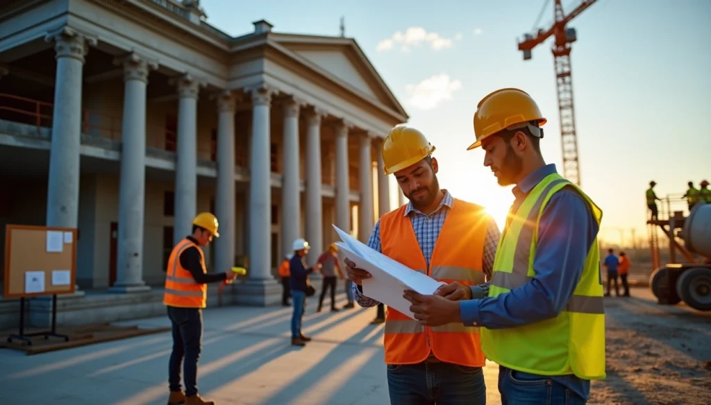 Contractor reviewing Davis-Bacon wage requirements and certified payrolls to ensure prevailing wage compliance on federal projects.