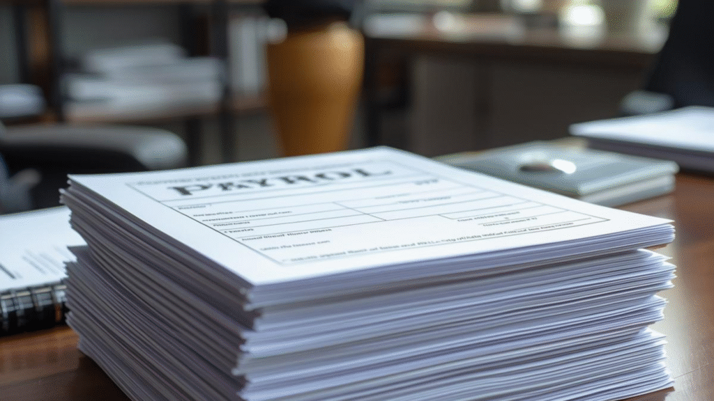 Contractor reviewing certified payroll Form WH-347 for Davis-Bacon compliance on a federal construction project.