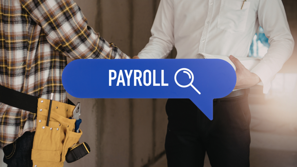 Construction team reviewing contractor payroll compliance documents for government projects.